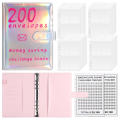23.3*18CM 100 Envelope Challenge Binder Personal Finance Imitation leather Five colors Challenge the $20 notebook 100 savings book for Money Saving Financial Planning Budget Management Personal Use. 