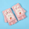 Boy Girl   Wool Knit Kid Soft Half Finger Flip Glove Children Winter Warm Cute Cartoon Fox Knit Mitten. 