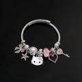 Sanrio Crystal Beads Bracelet Bangle Hello Kitty Zircon Inlay Enamel Pendant Bracelet Women Cute Sweet Jewelry Hand Accessories.