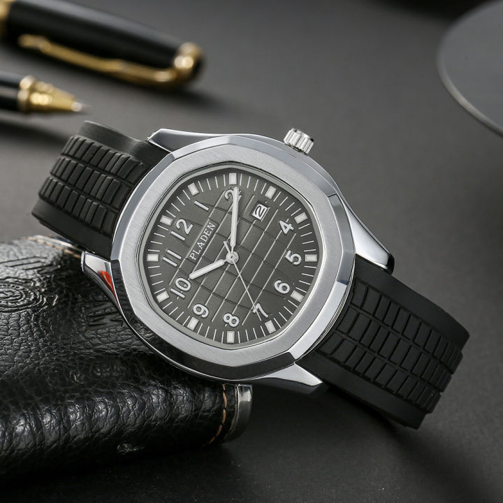 PLADEN Watches Classic Luminous Silicone Band Waterproof Quartz Watch Square Business Men's Watch Wholesale