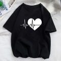 Tee Women Top Clothes Love Heart Valentine's Day Lady Casual Short Sleeve Fashion Summer Tshirt Regular Female Graphic T-Shirt.