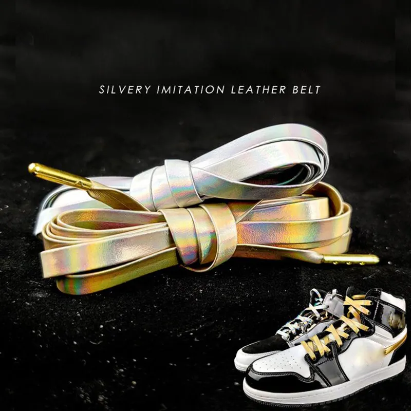 Lsgs man women PU leather shoelaces sneakers metallic gold