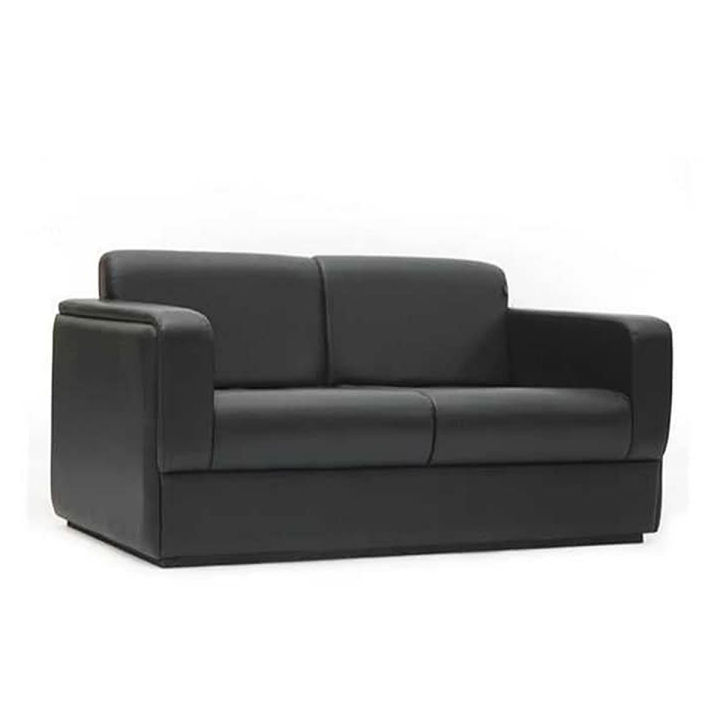 Mahogany Wood and PU Leather Sofa of 2 Seater - Black