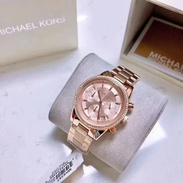 MK 6307 MKors Women's Luxury Ritz Rose Gold-Tone Cronographic Watch