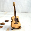 Wooden Guitar Shaped Guitar Picks Holder Wooden Pick Box with Stand, Vintage Guitar Case for Selection. 