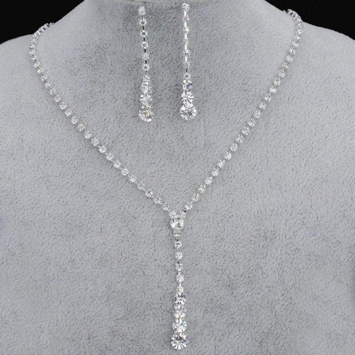 【beauty code store】BLIJERY Fashion Bridesmaid Bridal Jewelry Women Rhinestone Crystal Necklace Earrings Sets Prom Wedding Jewelry