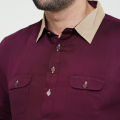 Masculine Casual Kabli Panjabi- Maroon. 