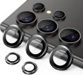 Camera Lens Protector for Samsung Galaxy S24 Ultra, 9H Tempered Glass Metal Individual Ring Cover, Easy Installation Tray, HD Clear, 1 Set (Titanium Grey,Titanium Black,Titanium Violet). 