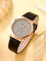 Minimalist Pretty Women Leather Quartz Watch & 1pc Bracelet.