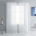 6X Window White Sheer Curtains 84 Inches Long 2 Panels Sheer White Curtains Clear Curtains Basic Rod Pocket Panel.