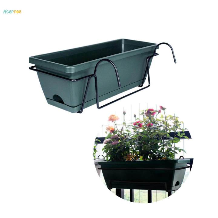 Balcony Railing Planter with Rack and Tray Vegetable Planting Pot Flowerpot for Porch Windowsill