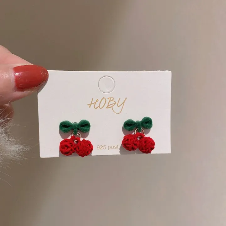 needle%20Korean%20sweet%20and%20cute%20cherry%20earrings%20female%20autumn%20and%20winter%20temperament%20flower%20earrings%20girl%20heart%20earrings%20for%20girls%20for%20women%20low%20price%20-%20Image%205