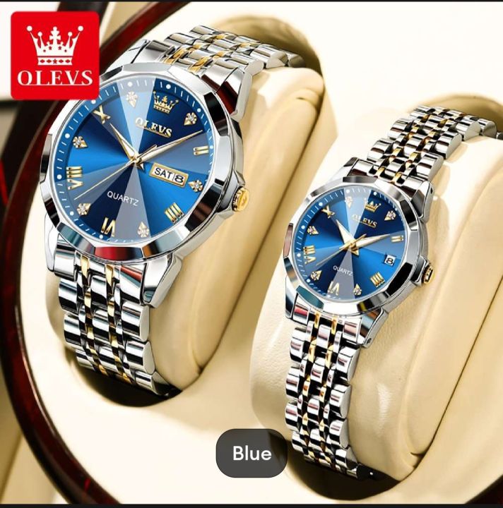 Olevs 9931 Luxury Fashion Stainless Steel Imported Wuartz couple Man for women watch