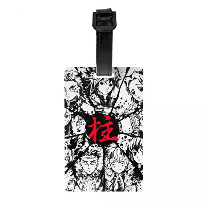 Custom Manga Demon Slayer Luggage Tag With Name Card Kimetsu No Yaiba Privacy Cover ID Label for Travel Bag Suitcase