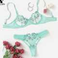 Khapsu Premium Quality Premium Quality Flower Transparent Lace style women bra and panty set. 