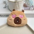 Bag Hanging Squinting Capybara Plush Keychain Beeping Blinking Capybara Key Ring Heart Runny Nose Cartoon Animal Pendant Daily. 