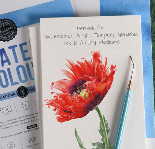 Premium%20Artist%20Watercolor%20Paper%20300gsm%20Cold-Pressed%20100%25%20Cotton%20for%20Sketching%20&%20Mixed%20Media,%207.25x10.85%20inch,%20Pack%20of%208%20-%20Image%202