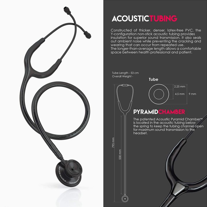 MDF%C2%AE%20ACOUSTICA%C2%AE%20Black%20Edition%20Lightweight%20Dual%20Head%20Stethoscope%20-%20MDF747XP-all%20black%20-%20Image%204