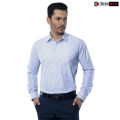 Richman Mens White Stripe Cotton Long Sleeve Formal Shirt With Face Mask. 