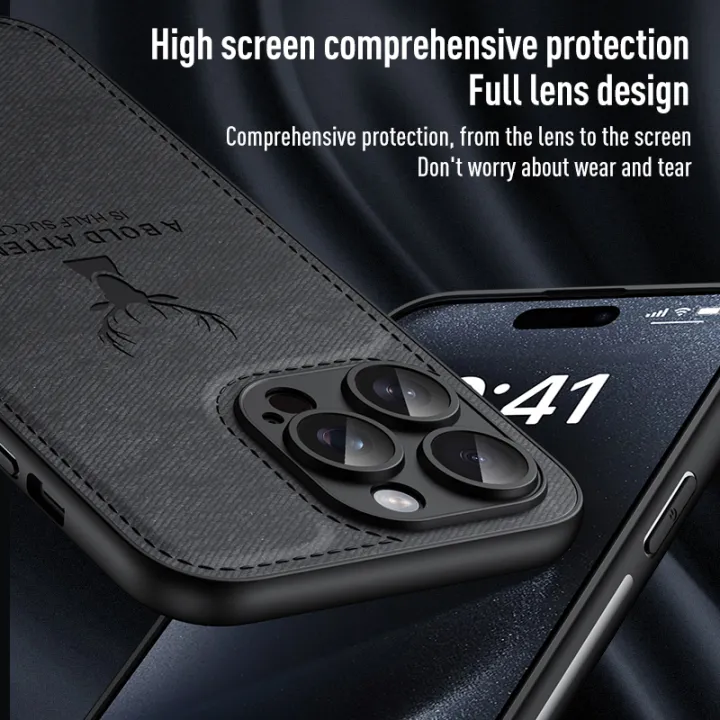 Luxury%20Cloth%20Leather%20Deer%20Head%20Pattern%20Case%20for%20iphone%2015%2014%2013%2012%2011%20Pro%20X%20XR%20XS%20Max%207%208%20Plus%20Shockproof%20Soft%20Back%20Shell%20Cover%20-%20Image%204