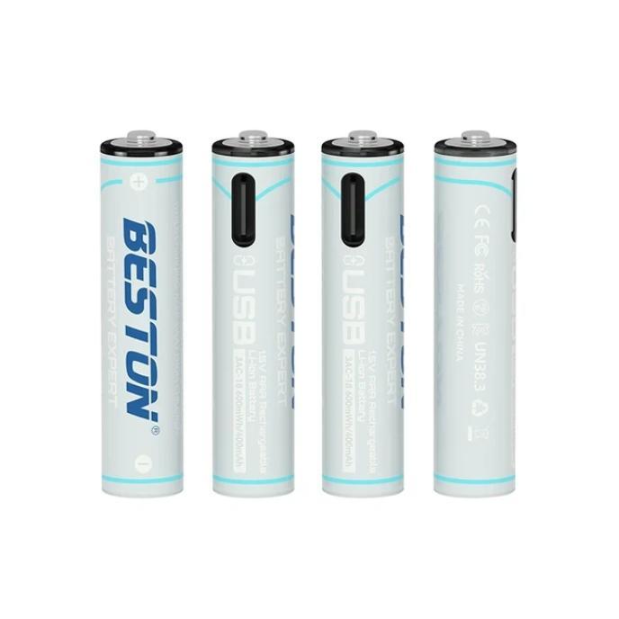 Beston AAA 400mAh 4PCS Lithium Rechargeable Battery 1.5V (Type-C Port) 1,35