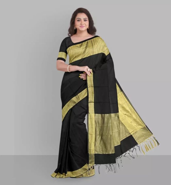 Exclusive Trendy Fashionable Tangail Ta Golden Border Half Silk Saree for Women