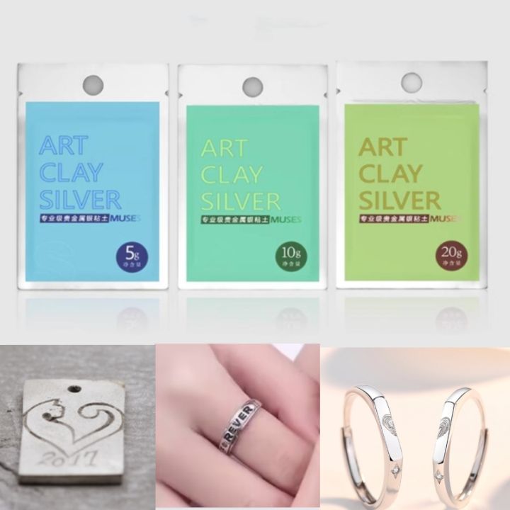 999 Sterling Silver Clay Handmade DIY Silver Jewelry Couple Ring Pendant Birthday Gift Pottery Sculpture Made of Metal Material MuXiaRe