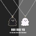 Fashion Black White Ghosts Couples Necklaces for Women Men Cute Cartoon Lovely Charm Pendant Friendship Necklace Halloween Jewelry Gift.