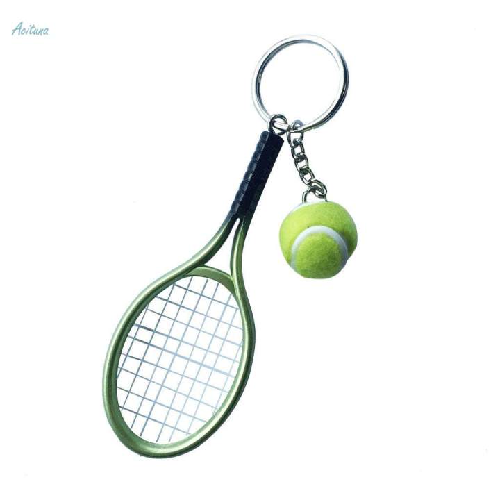 2Pcs%20Creative%20Sports%20Fan%20Key%20Ring%20Tennis%20Ball%20Racket%20Pendant%20Keychain%20Keyfob%20-%20Image%203