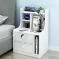 RK MDF M13 2 Drawers Exclusive Bed Side Table With Drawers Shan Teak, White and  Beige Finish. 