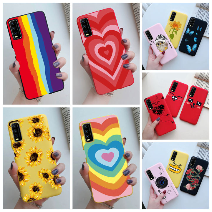 For Vivo Y12s Y11s Y12a Case V2026 V2028 Popular Love Heart Flower Soft TPU Back Cover For Vivo Y 12 s Y12s 2021 Fundas