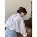 Spring and Autumn New Korean Style Inspirational Design Stylish Niche Chic Backless Casual Loose Top White Shirt for Women.