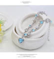Trendy Crystal Rhinestone Heart Shape Light Blue Stone Bracelet for Women New Collection - Bracelet for Girls Simple Stylish. 