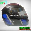 FULL FACE STM BIKE HELMET - BLACK, RED, BLUE & JAZZ GRAPHICS. 