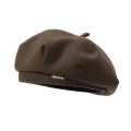 Black beret new women's autumn and winter Japanese face show small woolen octagonal hat ins painter hat big head hat.