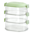3 Layer Food Storage Containers Plastic Removable Stackable Silicone Ring +Lid 3PCS. 