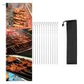 12Pcs Kabob Skewers for Grilling Metal Flat Stainless Steel Long BBQ Skewers 15 Inch. 