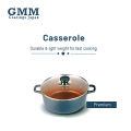Non-Stick Premium Marble Coating Casserole (24 CM) from GMM Coatings, JAPAN (Exotic Quality with Glass Lid).