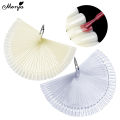 Monja Nail Art Fan Shaped Gel Polish Coloring Showing Shelf Foldable Card Board Set Image Practice Trainning Display Palette. 