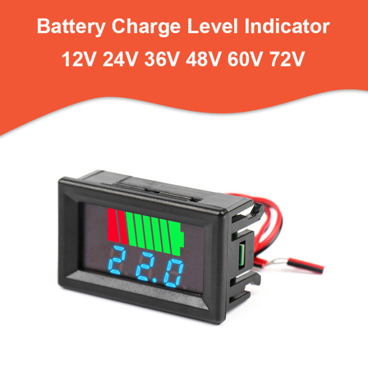 Battery Charge Level Indicator 12V 24V 36V 48V 60V 72V Lithium Battery Capacity Meter Test Display LED Voltmeter Tester