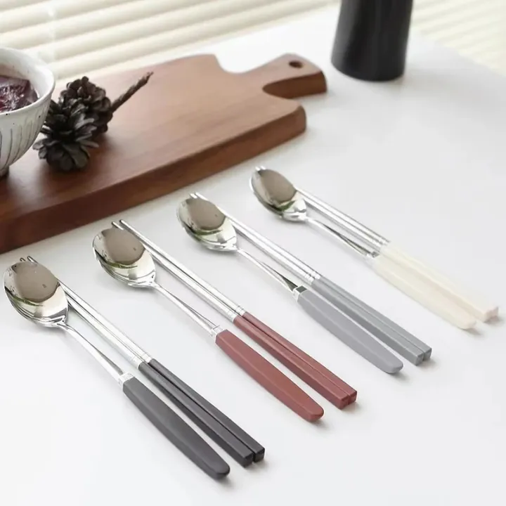 Korean%20Chopsticks%20Dessert%20Spoon%20Flatware%20Stainless%20Steel%20Cutlery%20Set%20Sushi%20Sticks%20Coffee%20Tea%20Spoons%20Set%20Portable%20Dinnerware%20Set%20-%20Image%202