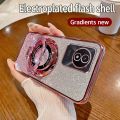 lthmy for Vivo Y02 V2234 casing electroplating soft glitter TPU phone back cover phone case magnetic bracket.