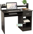 Home Office Computer Desk keyboard tray with Drawer and Shelves Woark Station Table, Black Desk Perfect for your Office Space & Personal Work Table, Computer Desk with Keyboard Tray, Black 36/36''.