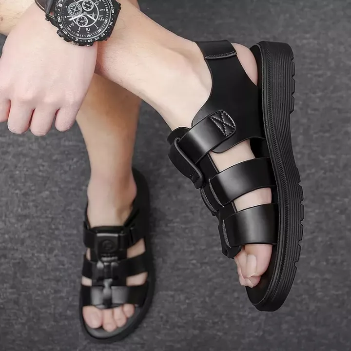 Summer%20Men's%20%20Sandals%20Leather%20Roman%20Sandals%20Korean%20Version%20British%20Leather%20Sandals%20%20Sandals%20Summer%20Casual%20Shoes%20%20Black%20%20Brown%20-%20Image%205