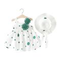 2022 Summer Newborn Baby Clothes Baby Girl Clothes Cute Print Sleeveless Cotton Beach Dress + Sun Hat Princess Dresses. 