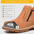 【selevn roind】 work shoes for men waterproof safety shoes man anti spark leather boots man anti puncture anti slip welder shoe black work shoes.