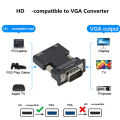 【Seasonal Sale】 HDMI-compatible To VGA Converter With 3.5mm Audio Cable For PS4 PC TV Monitor Projector HD 1080P VGA Female to HDMI Male. 
