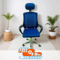 (FP-M-23-Ss) Executive office chair V-mash Blue Revolving Chair with Headrest Chair.