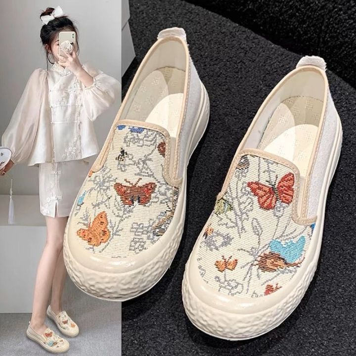 Summer%20Old%20Beijing%20Cloth%20Women's%20with%20Hollow%20Breathable%20Casual%20Soft%20Sole%20Mesh%20Flat%20Bottom,%20One%20Step,%20Mom's%20Shoes%20-%20Image%206