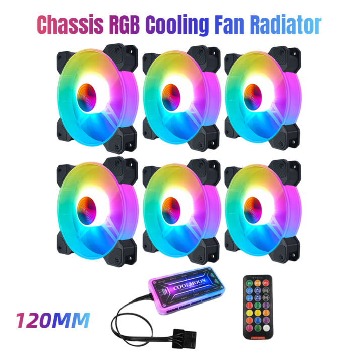 COOLMOON 120mm Chassis RGB Cooling Fan Computer Small 6PIN Adjustable Silent RGB PC Case Heatsink Cooler Fan Radiator DC 12V